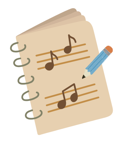 Music paper and pencil