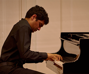 Student pianist at Nichols Concert Hall for One Composer, One Community performance 