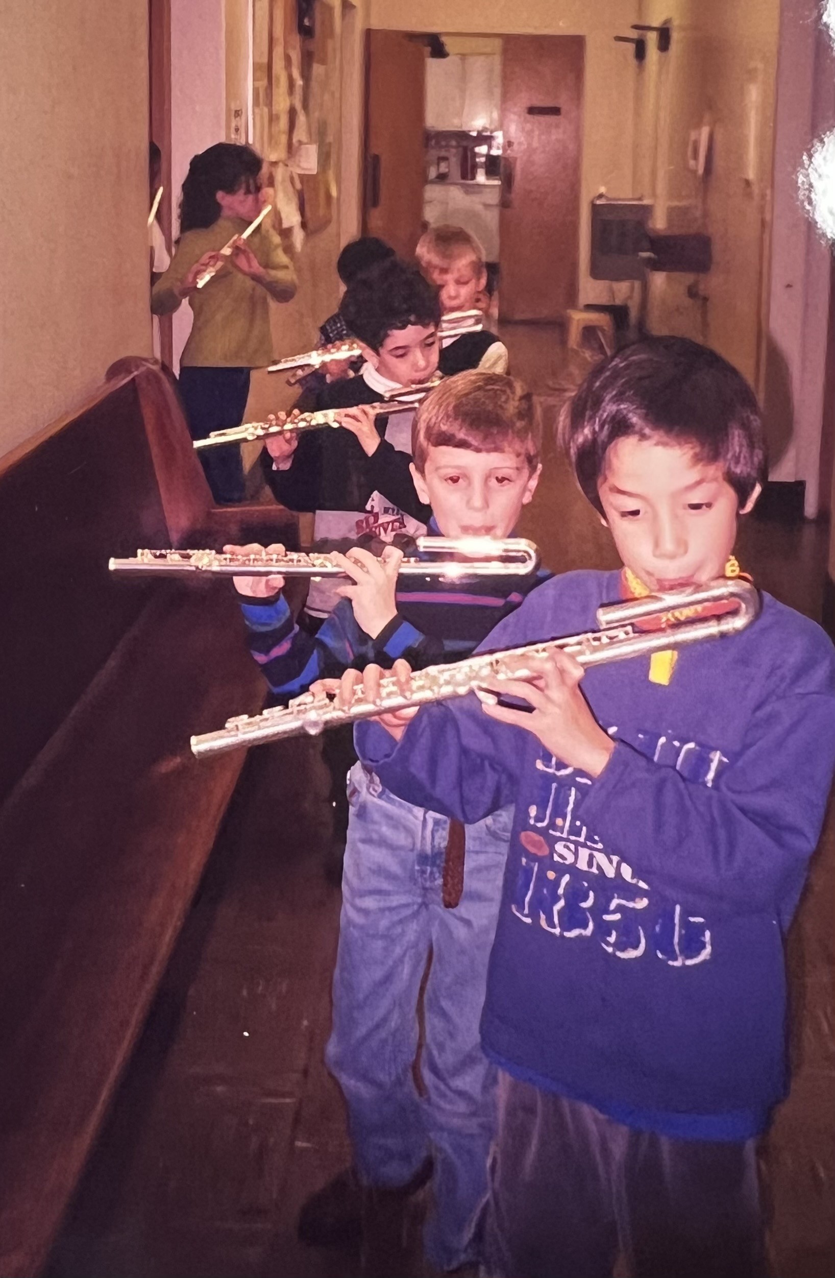Student flute parade during Suzuki flute class