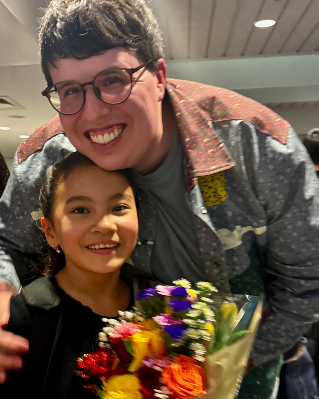 Tentana with her teacher Davis King