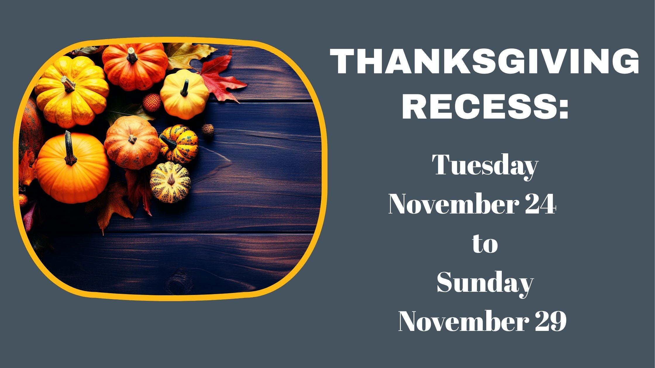 MIC Thanksgiving recess - Nov 24-29