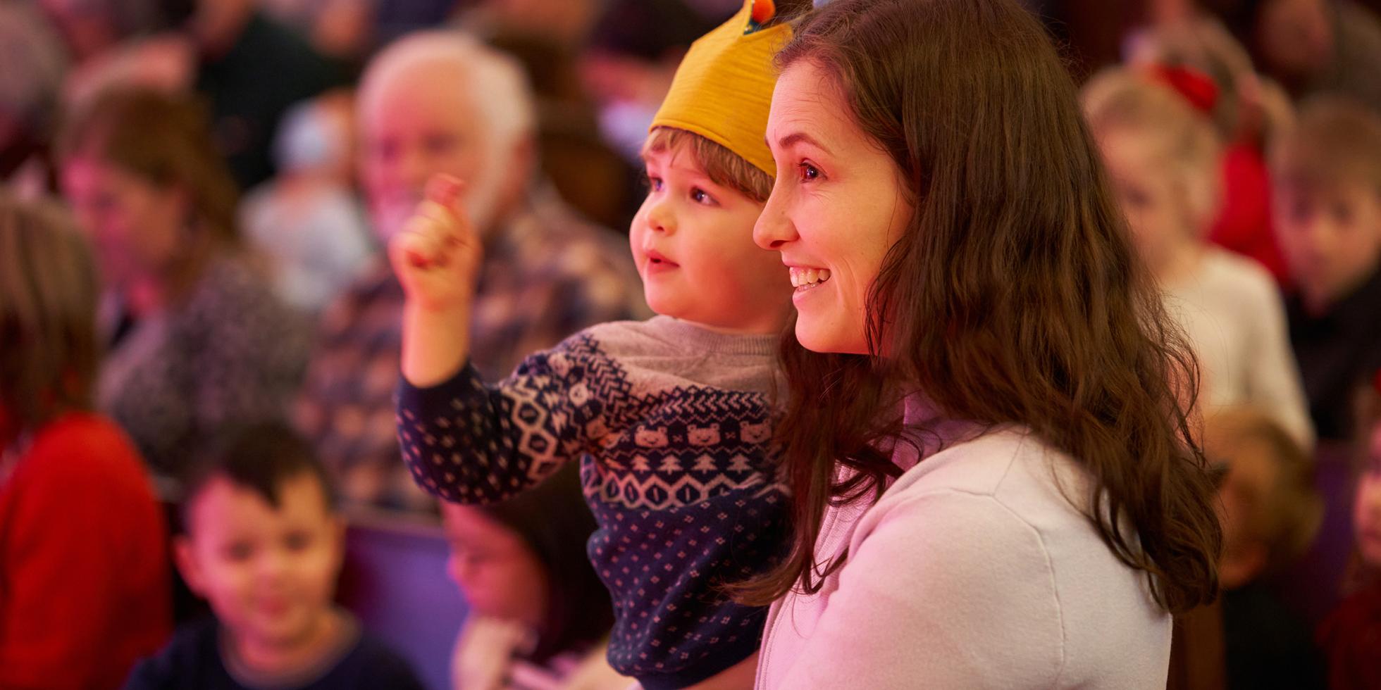 Happy audience mother and child at Nichols Concert Hall