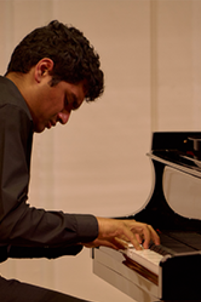 Student pianist at Nichols Concert Hall for One Composer, One Community performance 